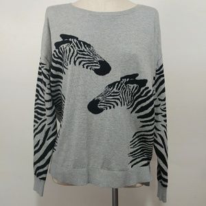 Apt. 9 Zebras Gray Black Zebra Print Sweater